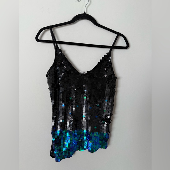 Vintage Y2K Disc Sequin Ombré Asymmetrical McBling Girlhood Core Top - Picture 7 of 17
